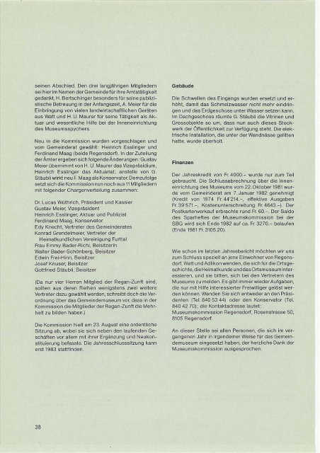 1983 Herausgegeben von der Landzunft Regan Regensdorf