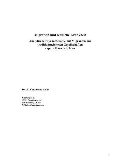 Migration und seelische Krankheit - Alfred Adler Institut Mainz