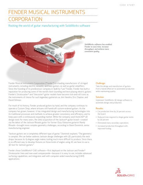 FENDER MUSICAL INSTRUMENTS CORPORATION - SolidWorks