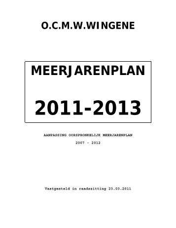 Ocmw-bestuur meerjarenplan 2011-2012 - Gemeente Wingene