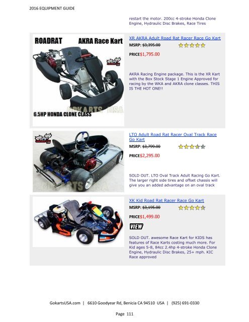 GokartsUSA-2016 Catalog - Go Karts | Mini Bikes | ATV | plus 11,000 Parts