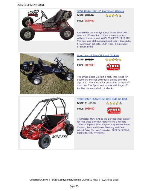 GokartsUSA-2016 Catalog - Go Karts | Mini Bikes | ATV | plus 11,000 Parts