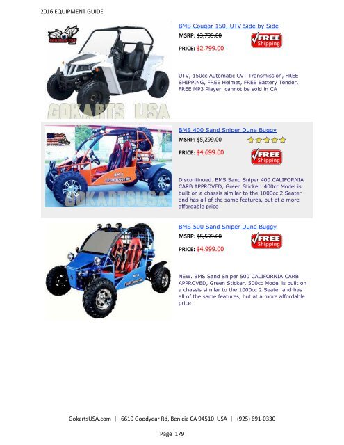 GokartsUSA-2016 Catalog - Go Karts | Mini Bikes | ATV | plus 11,000 Parts