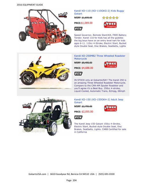 GokartsUSA-2016 Catalog - Go Karts | Mini Bikes | ATV | plus 11,000 Parts