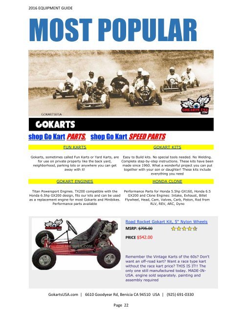 GokartsUSA-2016 Catalog - Go Karts | Mini Bikes | ATV | plus 11,000 Parts