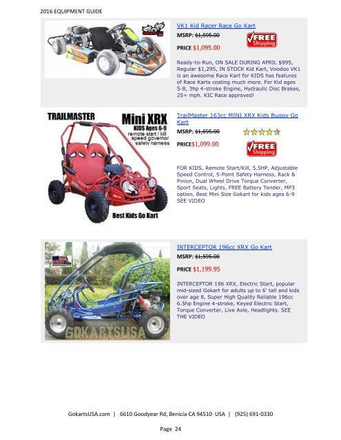 GokartsUSA-2016 Catalog - Go Karts | Mini Bikes | ATV | plus 11,000 Parts