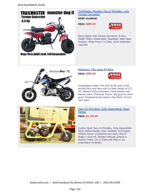 GokartsUSA-2016 Catalog - Go Karts | Mini Bikes | ATV | plus 11,000 Parts