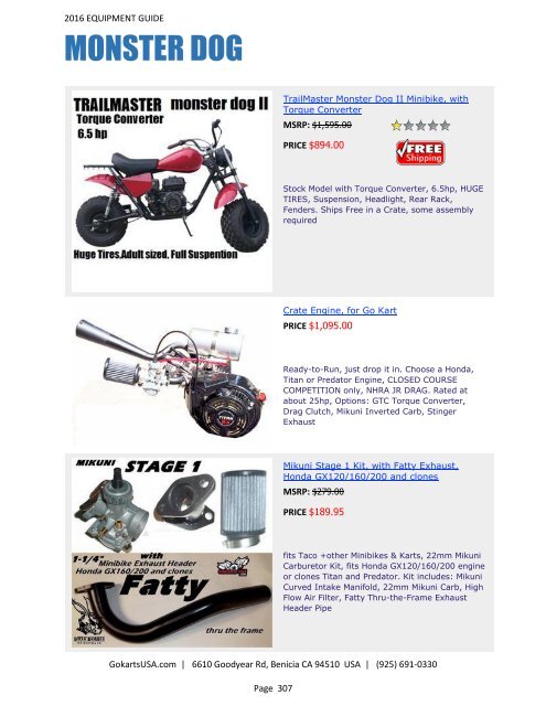 GokartsUSA-2016 Catalog - Go Karts | Mini Bikes | ATV | plus 11,000 Parts