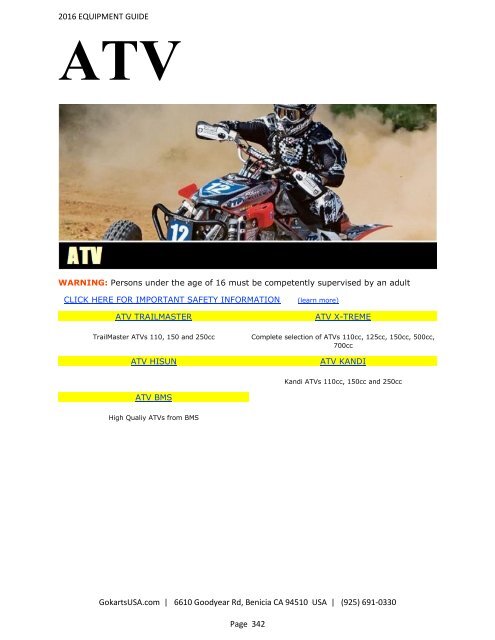 GokartsUSA-2016 Catalog - Go Karts | Mini Bikes | ATV | plus 11,000 Parts