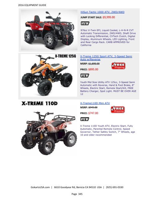 GokartsUSA-2016 Catalog - Go Karts | Mini Bikes | ATV | plus 11,000 Parts