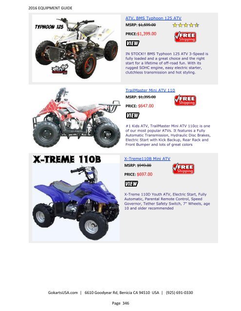 GokartsUSA-2016 Catalog - Go Karts | Mini Bikes | ATV | plus 11,000 Parts