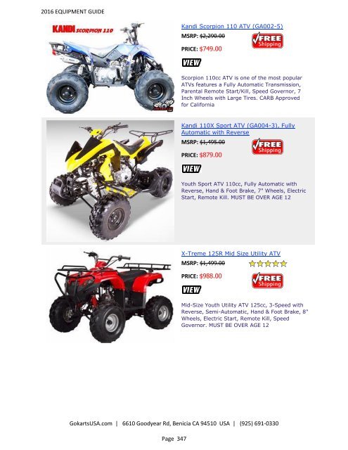 GokartsUSA-2016 Catalog - Go Karts | Mini Bikes | ATV | plus 11,000 Parts