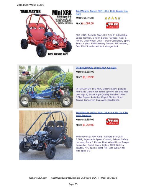 GokartsUSA-2016 Catalog - Go Karts | Mini Bikes | ATV | plus 11,000 Parts