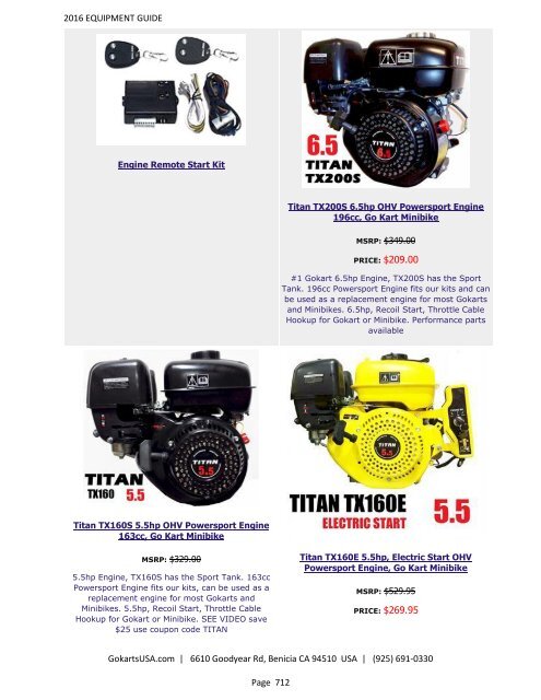 GokartsUSA-2016 Catalog - Go Karts | Mini Bikes | ATV | plus 11,000 Parts