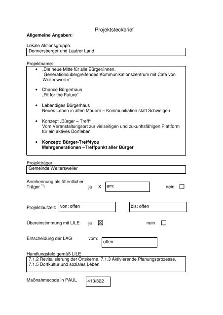 Projektsteckbrief - lag donnersberger und lautrer land