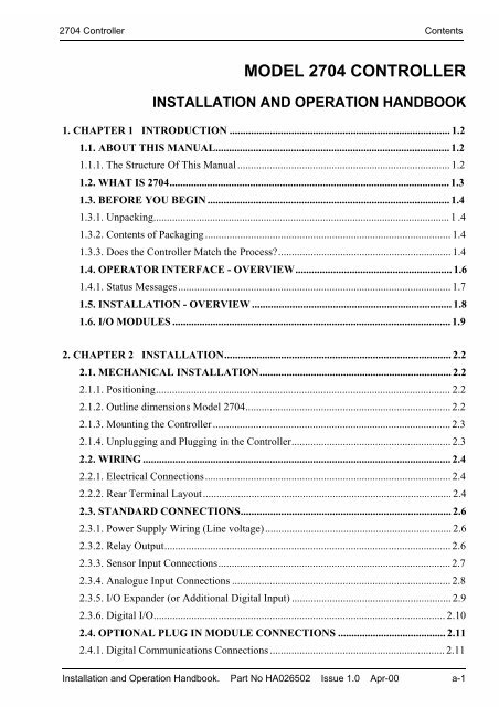 model 2704 controller installation and operation handbook - Soliton