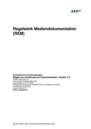 REM - Regelwerk Mediendokumentation 1.0