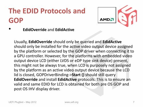The EDID Protocols and COP Driver - UEFI