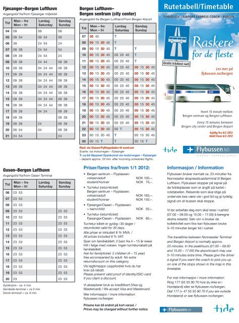 Rutetabell Flybussen Bergen () Rutetabell Flybussen Bergen