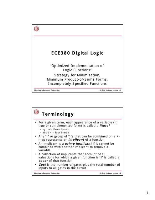 ECE380 Digital Logic Terminology