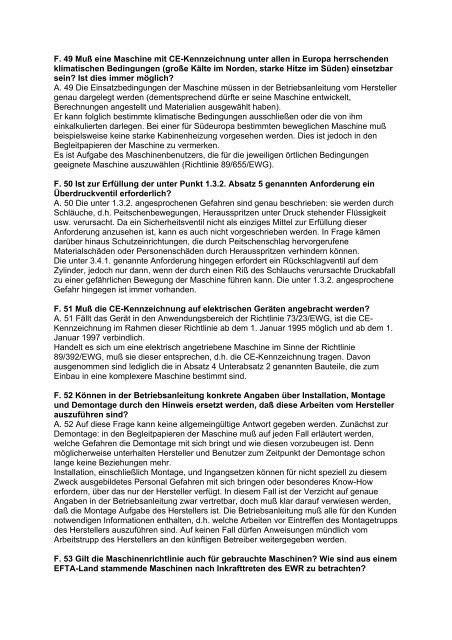 Fragen und Antworten zur Maschinen-Richtlinie 98/37/EG