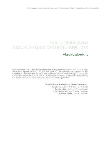 Evaluierung HOAI â€“ Aktualisierung der Leistungsbilder - Aho