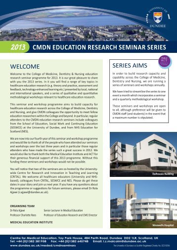cmdn education research seminar series - School of Medicine