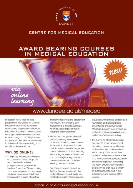 via online learning - School of Medicine - University of Dundee