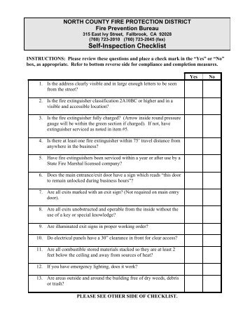 checklist inspection fire commercial self business protection kitchen department pdf
