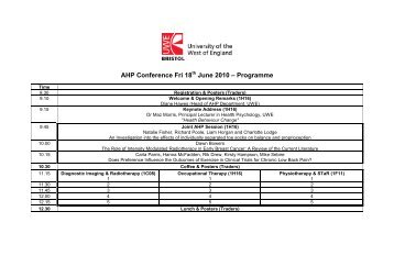 AHP Conference 2009  â€“ Outline Programme - HSC Home