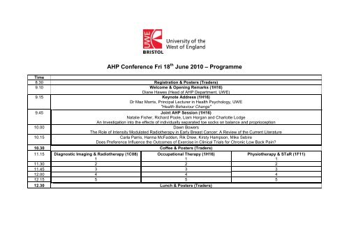 AHP Conference 2009  â€“ Outline Programme - HSC Home