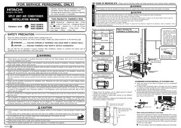 split unit air conditioner installation manual - Hitachi Air Conditioning ...