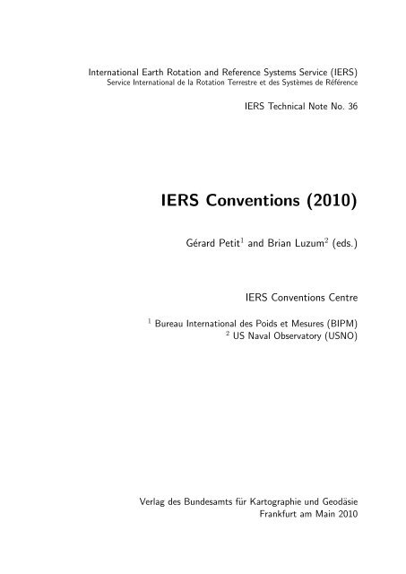 IERS Conventions (2010) - IERS Rapid Service/Prediction Center