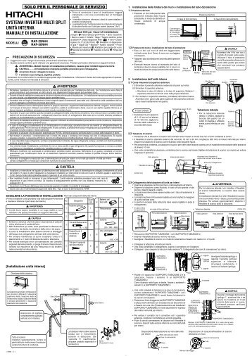 systema inverter multi split unitÃ  interna manuale di installazione