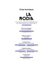 Fiche technique - La Rodia