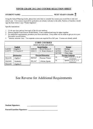 Course List Grade 9