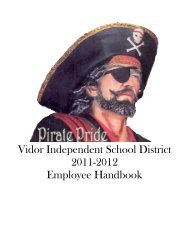 Employee Handbook - Vidor Independent School District