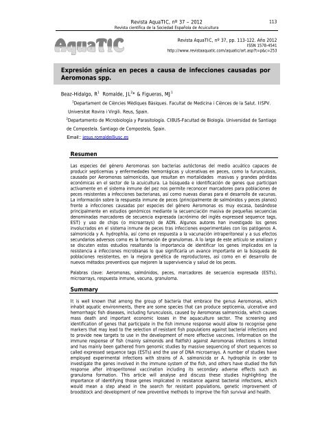 Expresión génica en peces a causa de ... - Revista AquaTIC