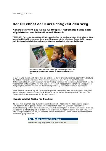 Der PC ebnet der Kurzsichtigkeit den Weg