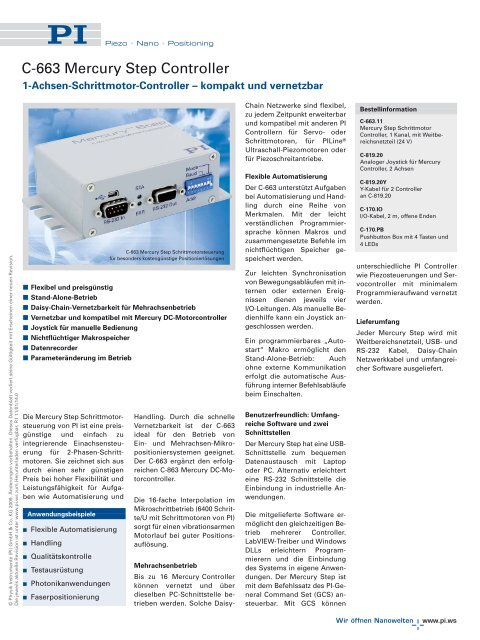 C-663 Mercury Step Controller (PDF) - PI