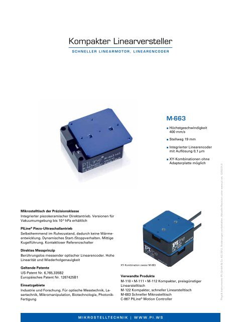 M-663 Kompakter Linearversteller (PDF) - PI