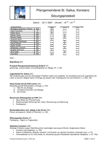 Pfarrgemeinderatsitzung 22-11-2007 - Seelsorgeeinheit St. Martin ...