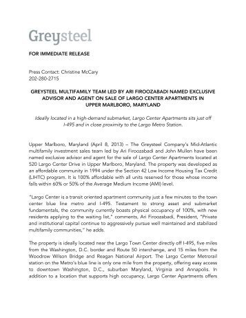 Greysteel Multifamily Team Led by Ari Firoozabadi Named Advisor ...