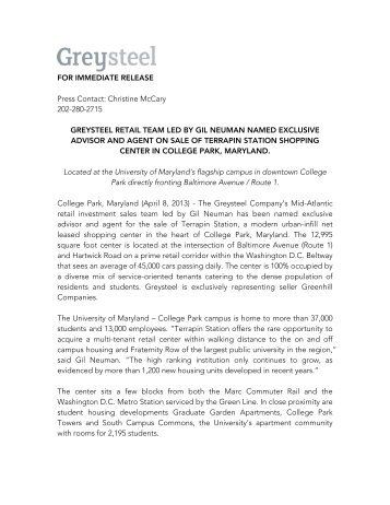 Greysteel Retail Team Led by Gil Neuman Named Exclusive Advisor ...