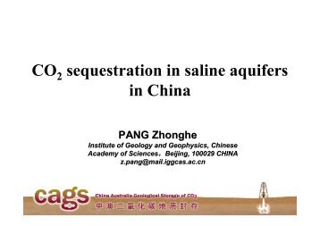 CO2 storage in sala-aquifer in China - CAGS