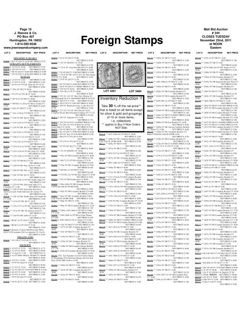 Foreign Stamps - J. Reeves & Co.