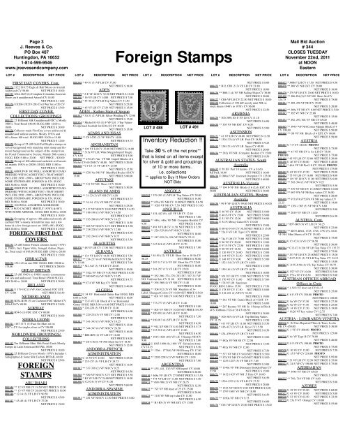 Foreign Stamps - J. Reeves & Co.