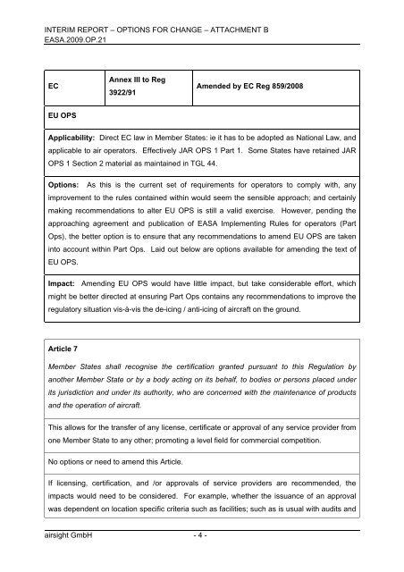 Interim Report - Introduction - EASA