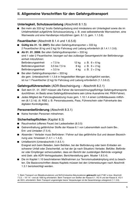 III. Stoffspezifische Vorschriften für den ... - Jauch Batteries