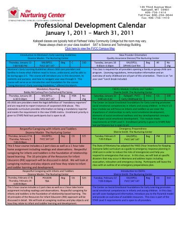 Professional Development Calendar - The Nurturing Center